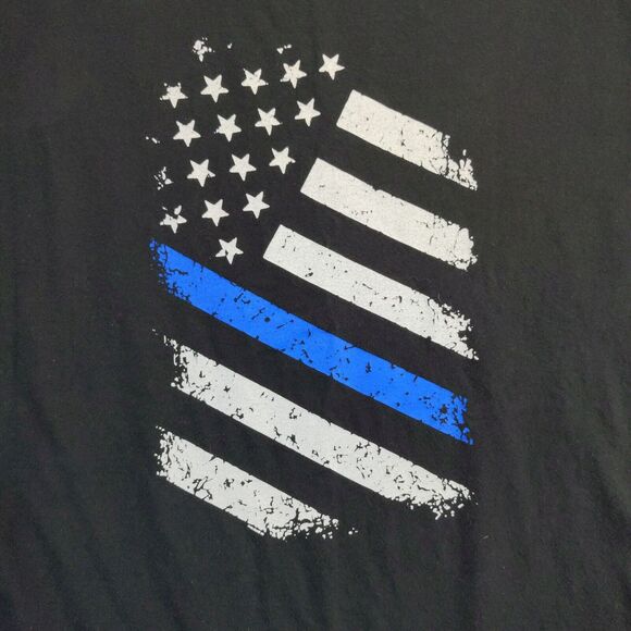 Thin Blue Line T Shirt Womens Size XXL Black Police Support Made in the USA - Picture 8 of 12